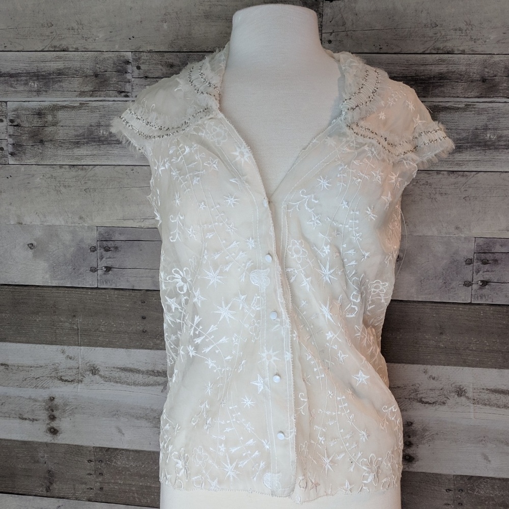 Nina Ricci Silk Embroidered Blouse